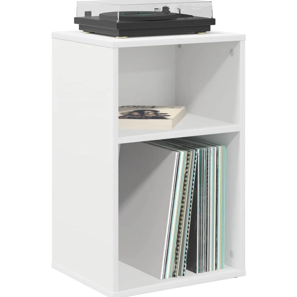 vidaXL Platenkast Wit 38 x 33 x 61 cm Bewerkt hout