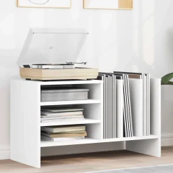 vidaXL Platenkast Wit 78.5 x 35 x 45 cm Bewerkt hout