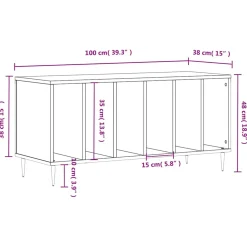 vidaXL Platenkast 100x38x48 cm bewerkt hout zwart