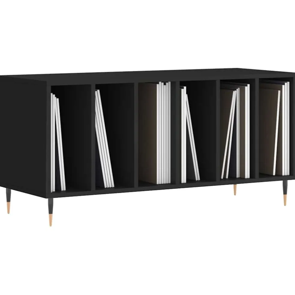 vidaXL Platenkast 100x38x48 cm bewerkt hout zwart