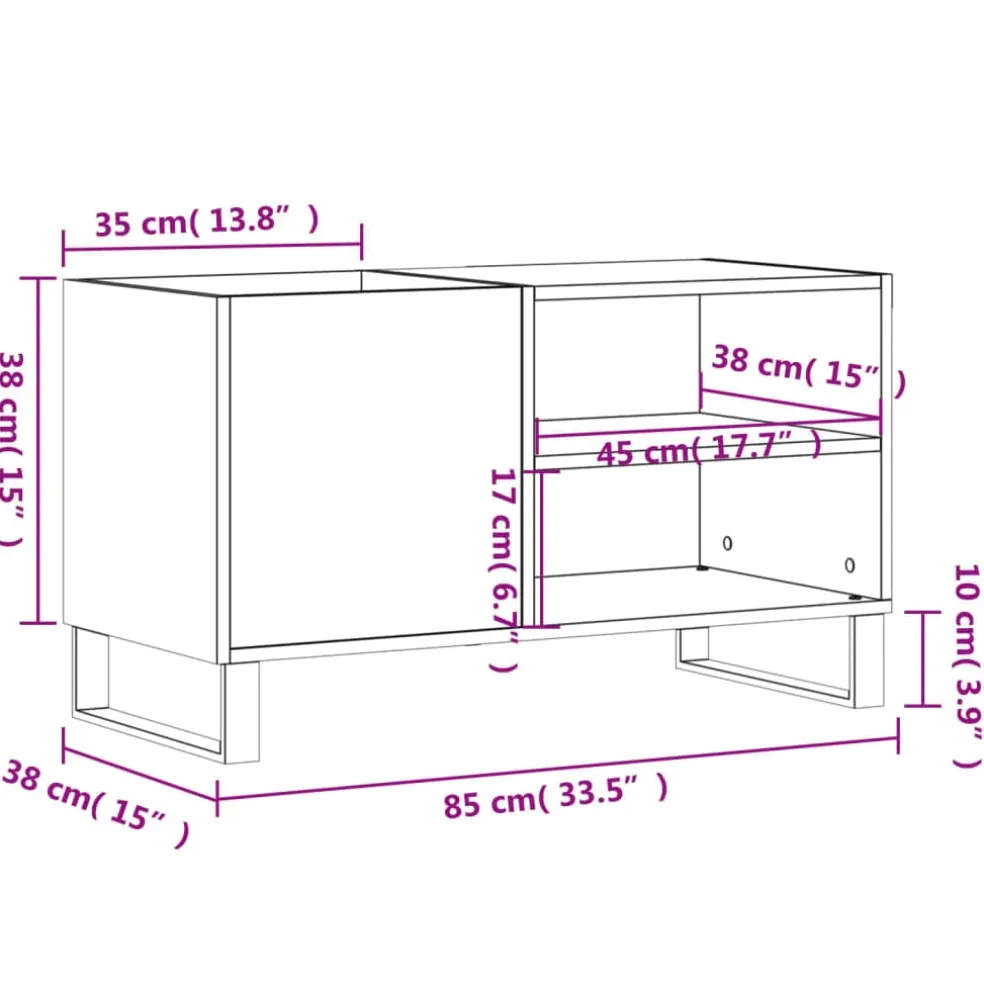 vidaXL Platenkast 85x38x48 cm bewerkt hout zwart