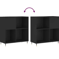vidaXL Platenkast 84,5x38x89 cm bewerkt hout zwart