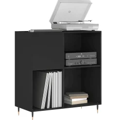 vidaXL Platenkast 84,5x38x89 cm bewerkt hout zwart