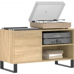 vidaXL Platenkast 85x38x48 cm bewerkt hout sonoma eikenkleurig