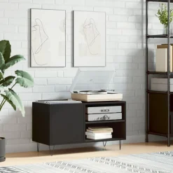 vidaXL Platenkast 85x38x48 cm bewerkt hout zwart