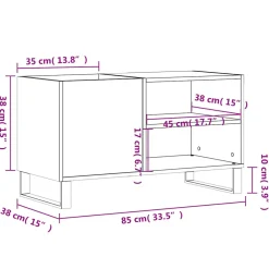 vidaXL Platenkast 85x38x48 cm bewerkt hout hoogglans wit