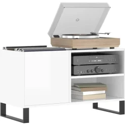 vidaXL Platenkast 85x38x48 cm bewerkt hout hoogglans wit