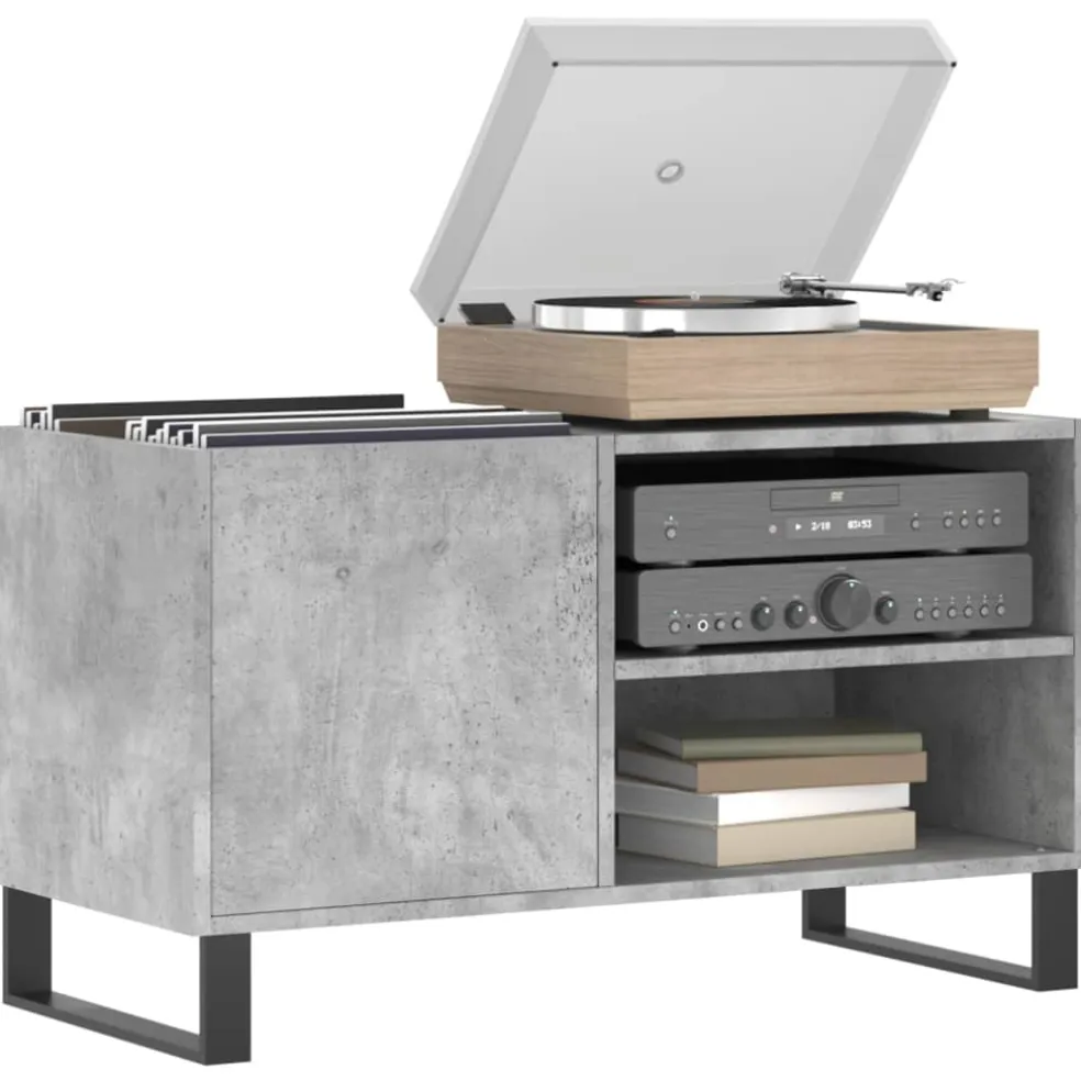vidaXL Platenkast 85x38x48 cm bewerkt hout betongrijs