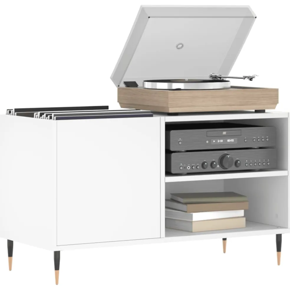 vidaXL Platenkast 85x38x48 cm bewerkt hout wit