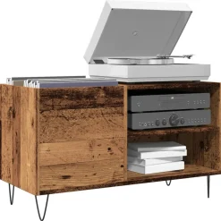 vidaXL Platenkast 84,5x38x48 cm bewerkt hout oud houtkleurig