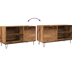 vidaXL Platenkast 84,5x38x48 cm bewerkt hout oud houtkleurig