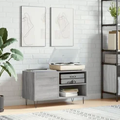 vidaXL Platenkast 85x38x48 cm bewerkt hout grijs sonoma eikenkleurig