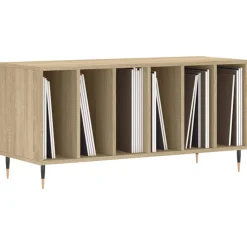 vidaXL Platenkast 100x38x48 cm bewerkt hout sonoma eikenkleurig