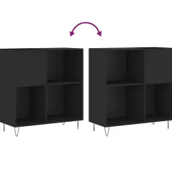 vidaXL Platenkast 84,5x38x89 cm bewerkt hout zwart