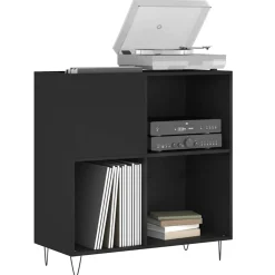 vidaXL Platenkast 84,5x38x89 cm bewerkt hout zwart