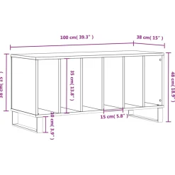 vidaXL Platenkast 100x38x48 cm bewerkt hout betongrijs
