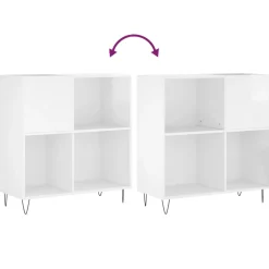 vidaXL Platenkast 84,5x38x89 cm bewerkt hout hoogglans wit