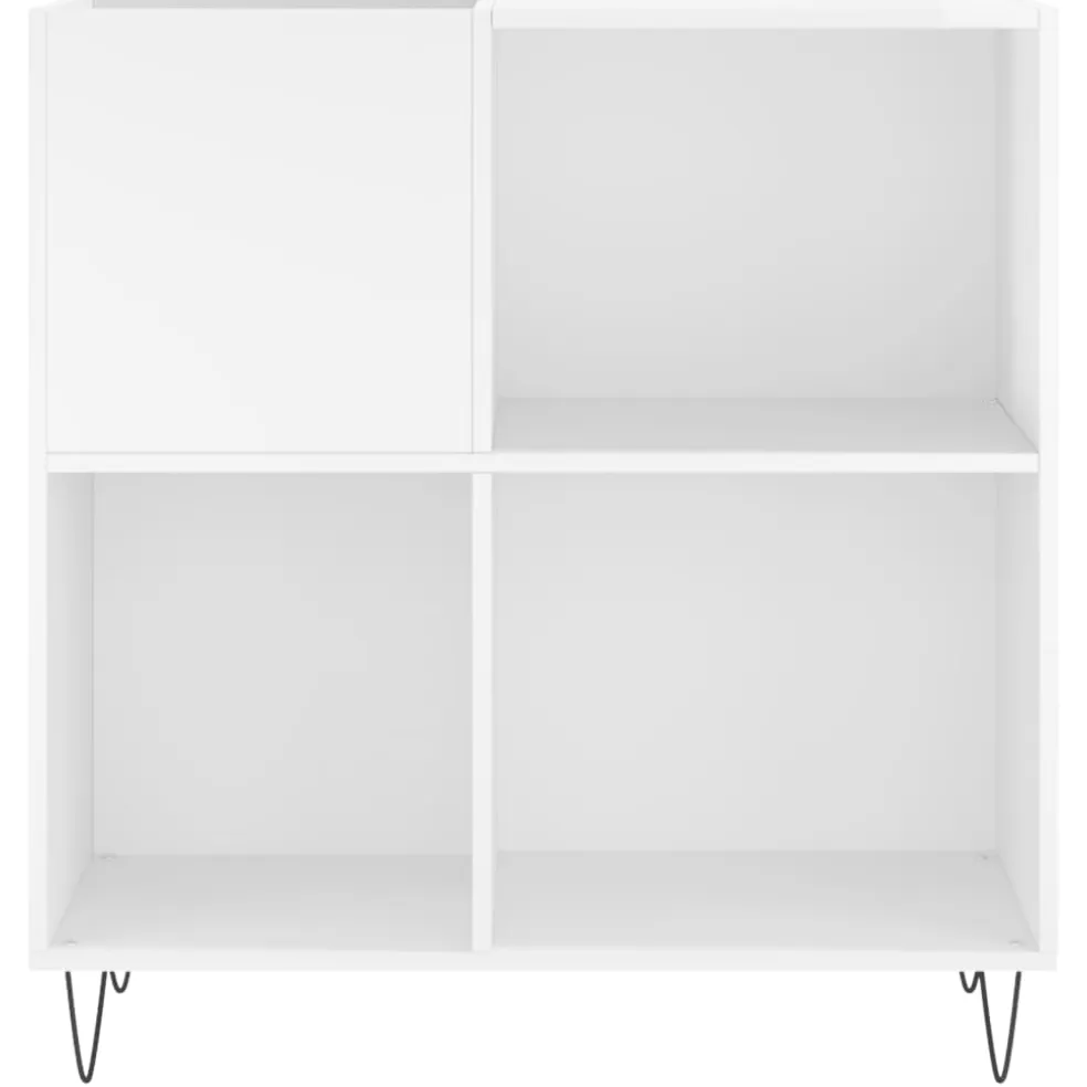 vidaXL Platenkast 84,5x38x89 cm bewerkt hout hoogglans wit