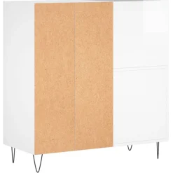 vidaXL Platenkast 84,5x38x89 cm bewerkt hout hoogglans wit