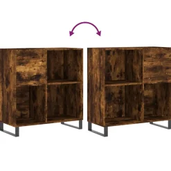 vidaXL Platenkast 84,5x38x89 cm bewerkt hout gerookt eikenkleurig