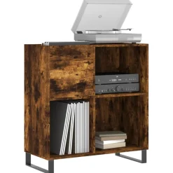 vidaXL Platenkast 84,5x38x89 cm bewerkt hout gerookt eikenkleurig