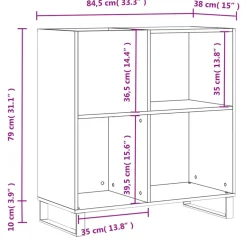 vidaXL Platenkast 84,5x38x89 cm bewerkt hout gerookt eikenkleurig