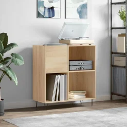vidaXL Platenkast 84,5x38x89 cm bewerkt hout sonoma eikenkleurig