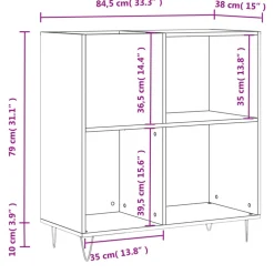 vidaXL Platenkast 84,5x38x89 cm bewerkt hout sonoma eikenkleurig