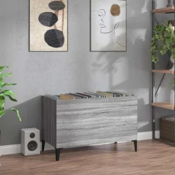 vidaXL Platenkast 74,5x38x48 cm bewerkt hout grijs sonoma eikenkleurig