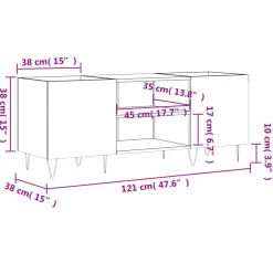 vidaXL Platenkast 121x38x48 cm bewerkt hout sonoma eikenkleurig