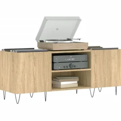 vidaXL Platenkast 121x38x48 cm bewerkt hout sonoma eikenkleurig