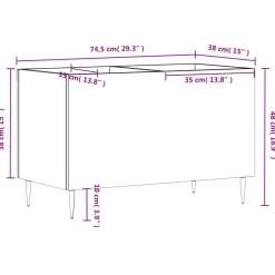 vidaXL Platenkast 74,5x38x48 cm bewerkt hout hoogglans wit