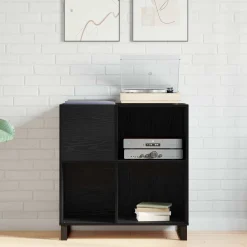 vidaXL Platenkast Zwart Eiken 84,5 x 38 x 89 cm Bewerkt hout