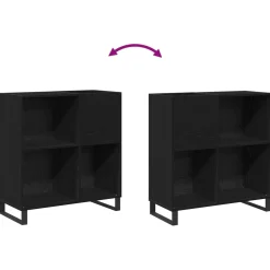 vidaXL Platenkast Zwart Eiken 84,5 x 38 x 89 cm Bewerkt hout