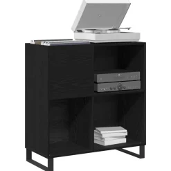 vidaXL Platenkast Zwart Eiken 84,5 x 38 x 89 cm Bewerkt hout