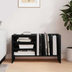 vidaXL Platenkast Zwart Eiken 78.5 x 35 x 45 cm Bewerkt hout