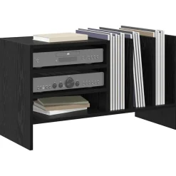 vidaXL Platenkast Zwart Eiken 78.5 x 35 x 45 cm Bewerkt hout