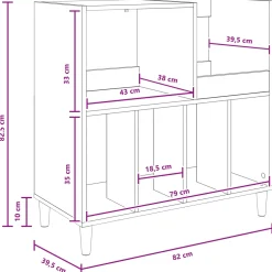 vidaXL Platenspeler Steun Gerookt eiken 82 x 39,5 x 82,5 cm