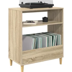 vidaXL Platenspeler Steun Sonoma Eiken 71 x 39,5 x 83 cm Bewerkt hout