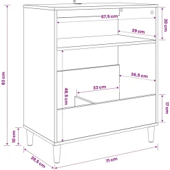 vidaXL Platenspeler Steun Sonoma Eiken 71 x 39,5 x 83 cm Bewerkt hout