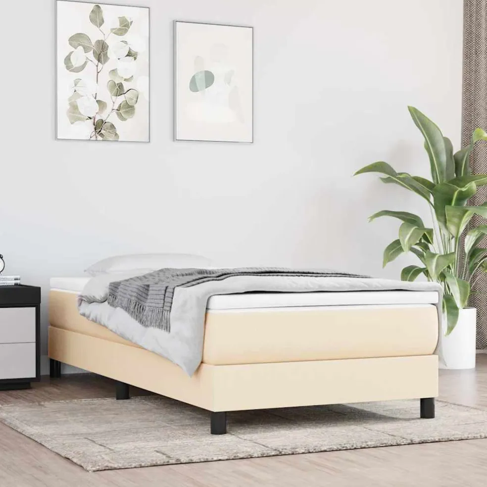 vidaXL Pocketveringmatras medium 180x200x20 cm kunstleer crèmekleurig