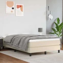 vidaXL Pocketveringmatras medium 120x200x20 cm kunstleer crèmekleurig