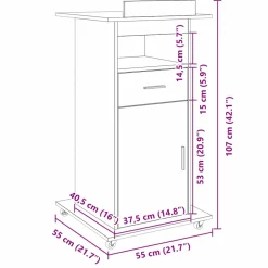 vidaXL Podium Zwart Eiken Bewerkt hout 55 x 55 x 107 cm