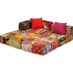 vidaXL Poef driezits modulair stof patchwork