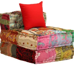 vidaXL Poef driezits modulair stof patchwork