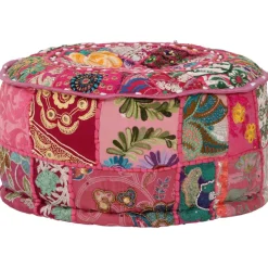 vidaXL Poef patchwork rond handgemaakt 40x20 cm katoen roze