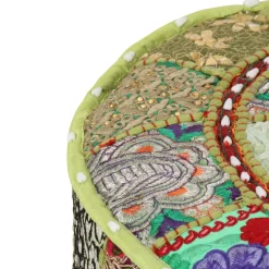 vidaXL Poef patchwork rond handgemaakt 40x20 cm katoen groen
