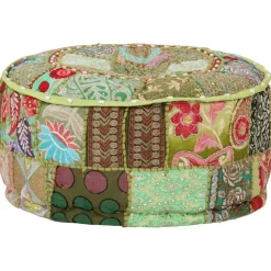 vidaXL Poef patchwork rond handgemaakt 40x20 cm katoen groen