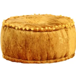 vidaXL Poef rond 40x20 cm fluweel mosterdkleurig