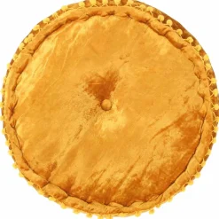 vidaXL Poef rond 40x20 cm fluweel mosterdkleurig